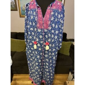 NWT J.Crew Belted Tunic Midi in Night Sky Block Print Floral Tie Waist Dress S